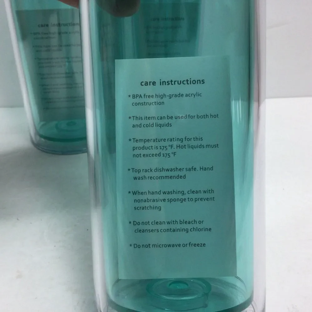 Maars Drinkware Double Wall  Skinny Acrylic Tumblers Mint 16oz 4 PACK New‎